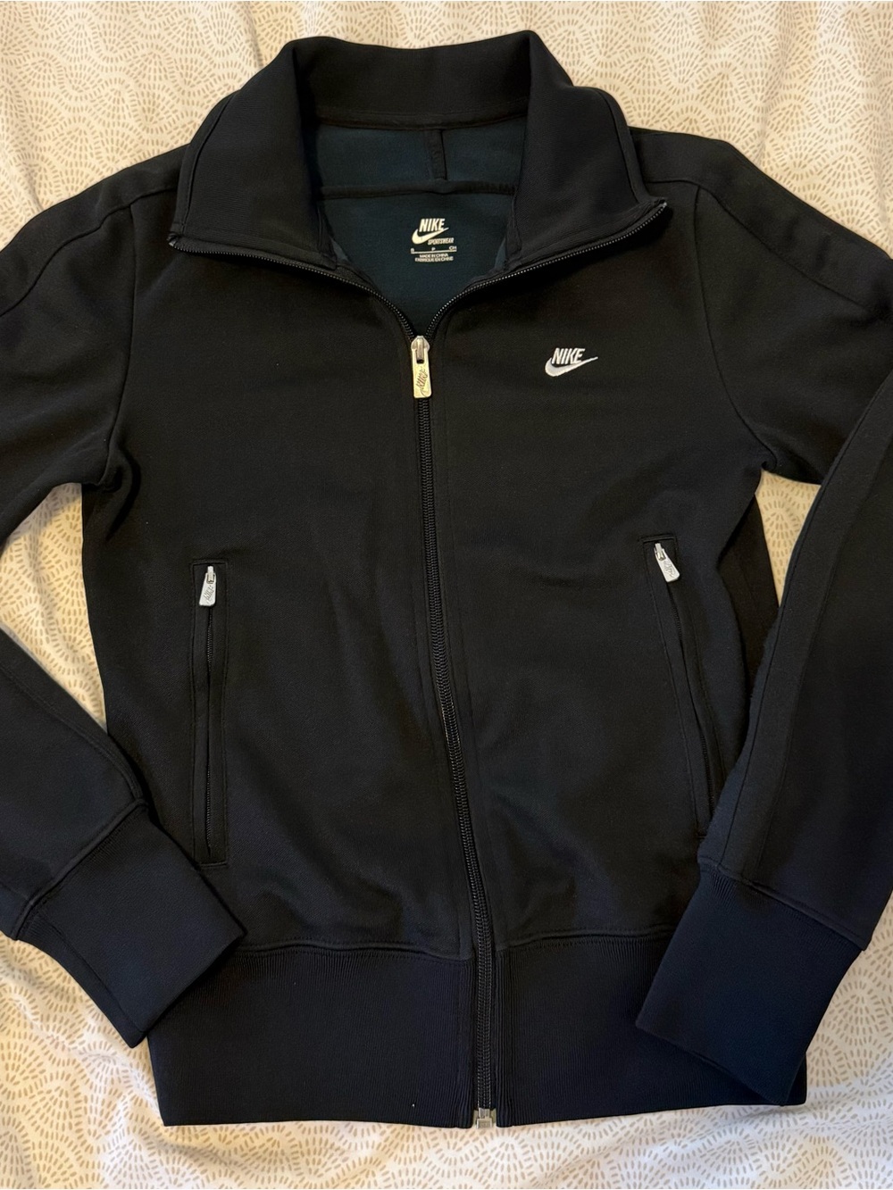 Nike Women’s Black Full-Zip Track Jacket with White Logo